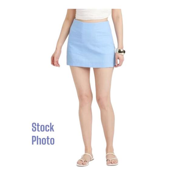 A NEW DAY Linen & Rayon Baby Blue Mini Skirt Size 10 - Picture 4 of 4